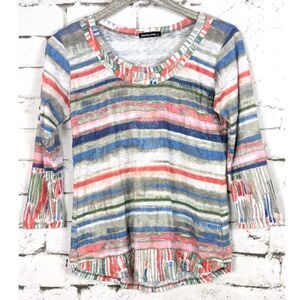 DAVID CLINE Crushed Knit Tee in Desert Artsy USA Casual Stretch Comfort Large